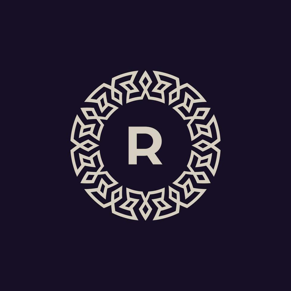 logo initials letter R. elegant and modern circle emblem. ornamental monogram emblem vector