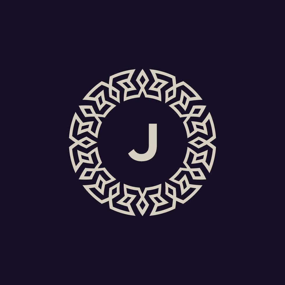 logo initials letter J. elegant and modern circle emblem. ornamental monogram emblem vector
