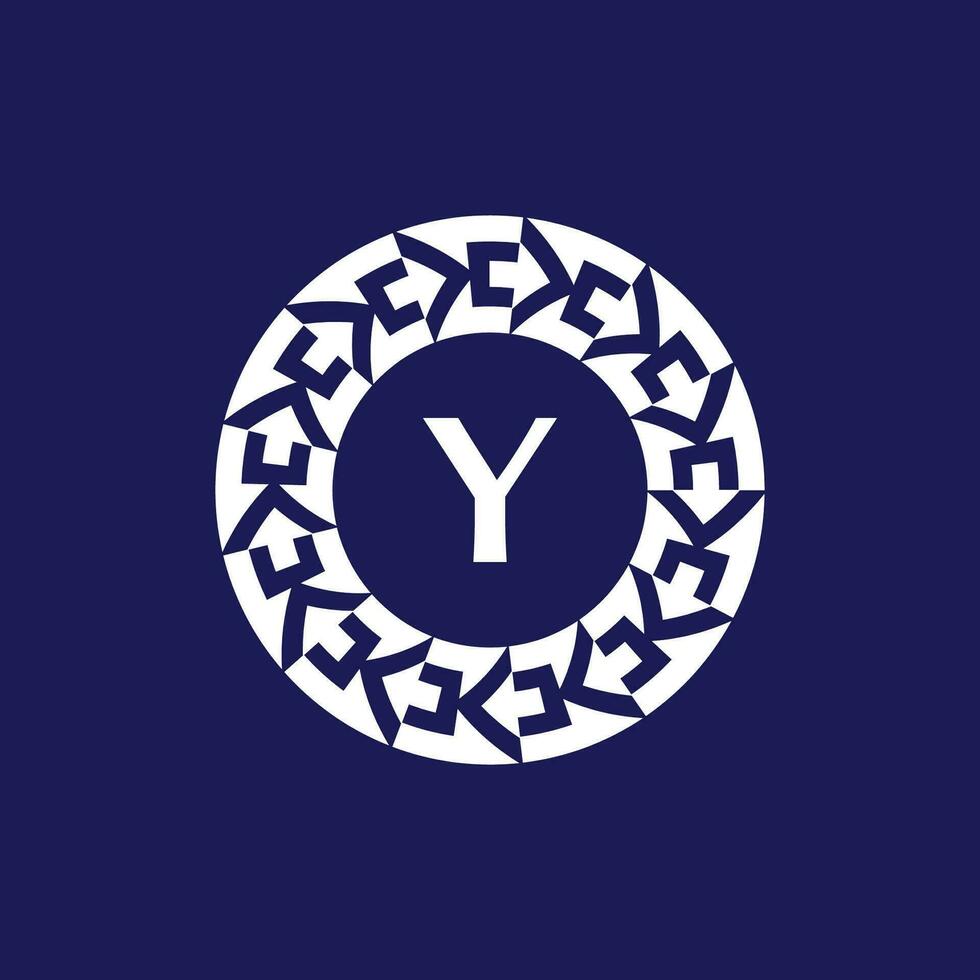 logo initials letter Y. modern and elegant circle emblem. ornamental circular emblem. same pattern emblem vector
