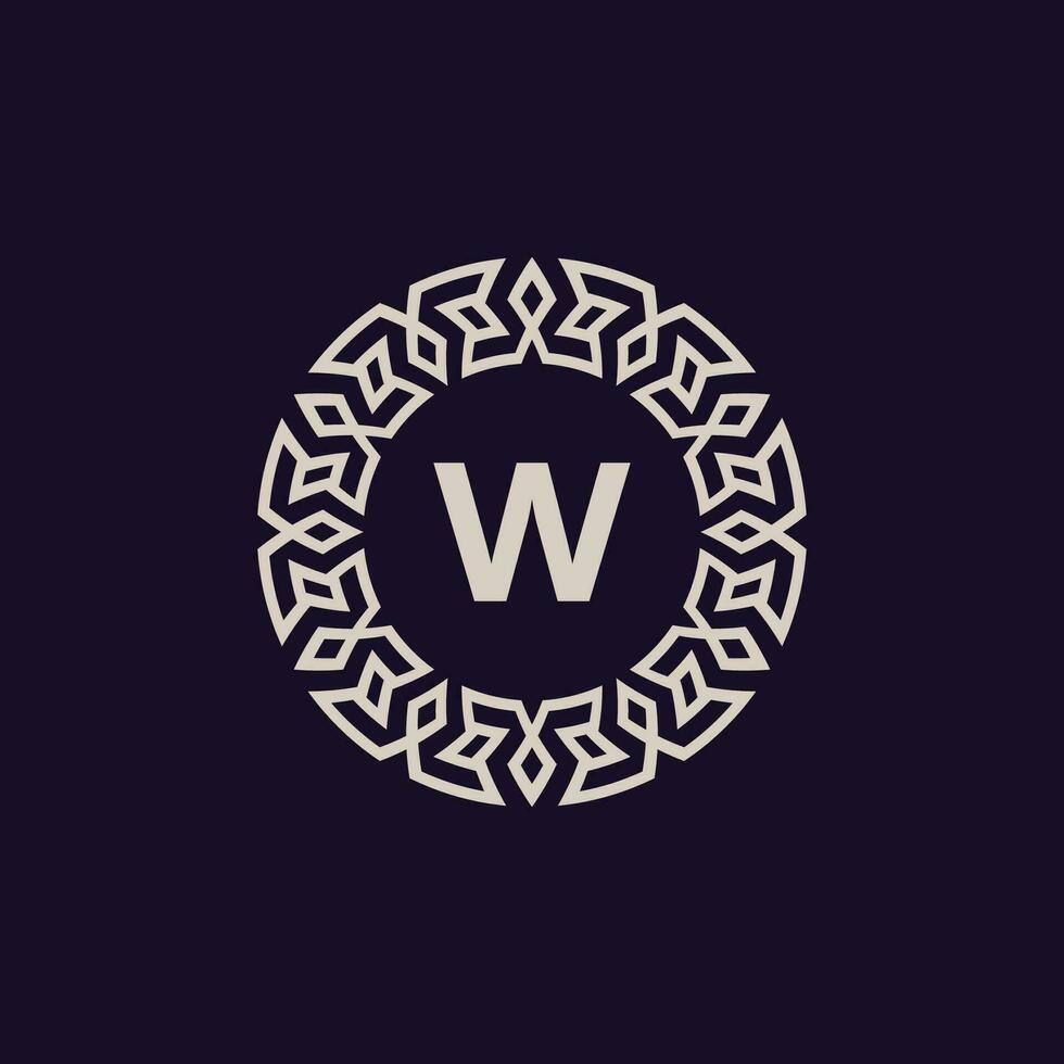 logo initials letter W. elegant and modern circle emblem. ornamental monogram emblem vector