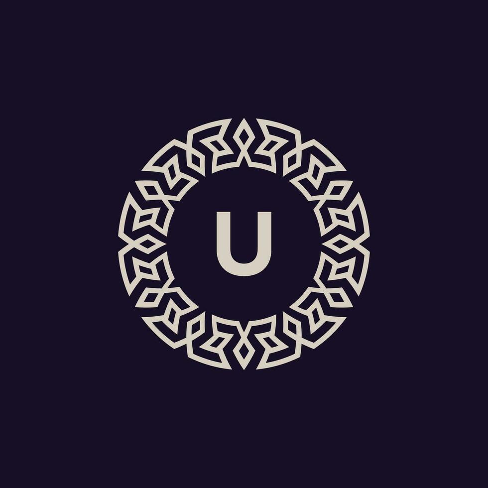 logo initials letter U. elegant and modern circle emblem. ornamental monogram emblem vector