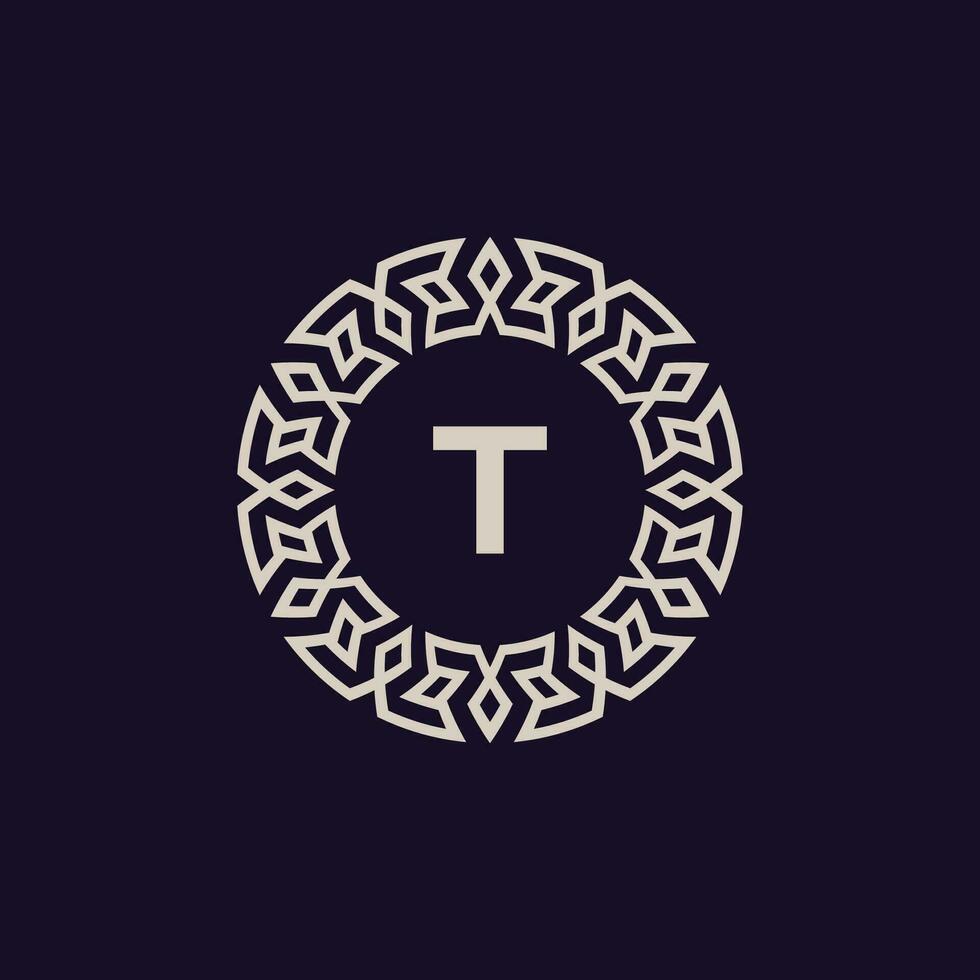 logo initials letter T. elegant and modern circle emblem. ornamental monogram emblem vector