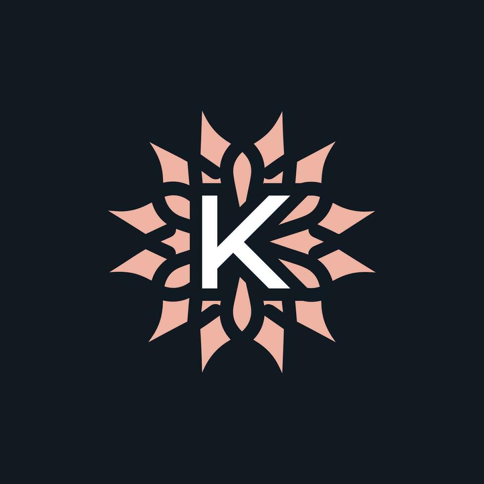 elegant and beautiful letter K flower blooming logo vector