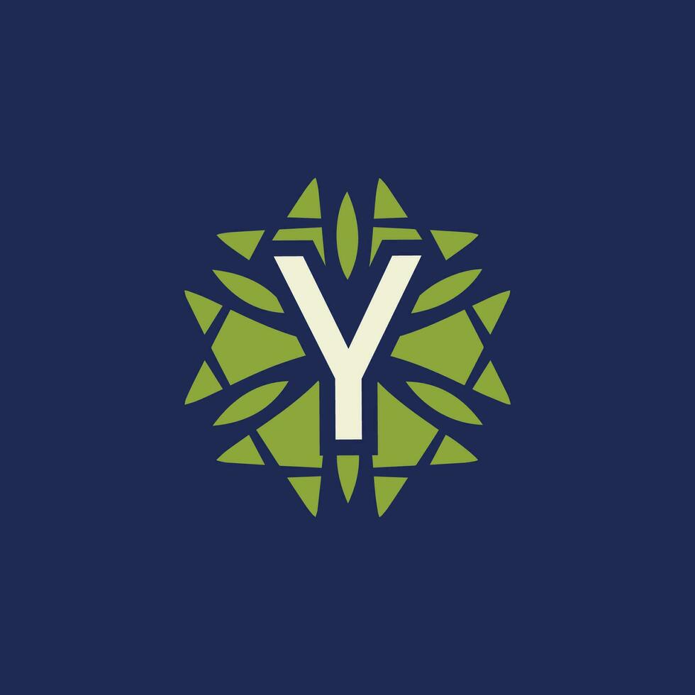 modern and natural letter Y green leaves floral logo vector