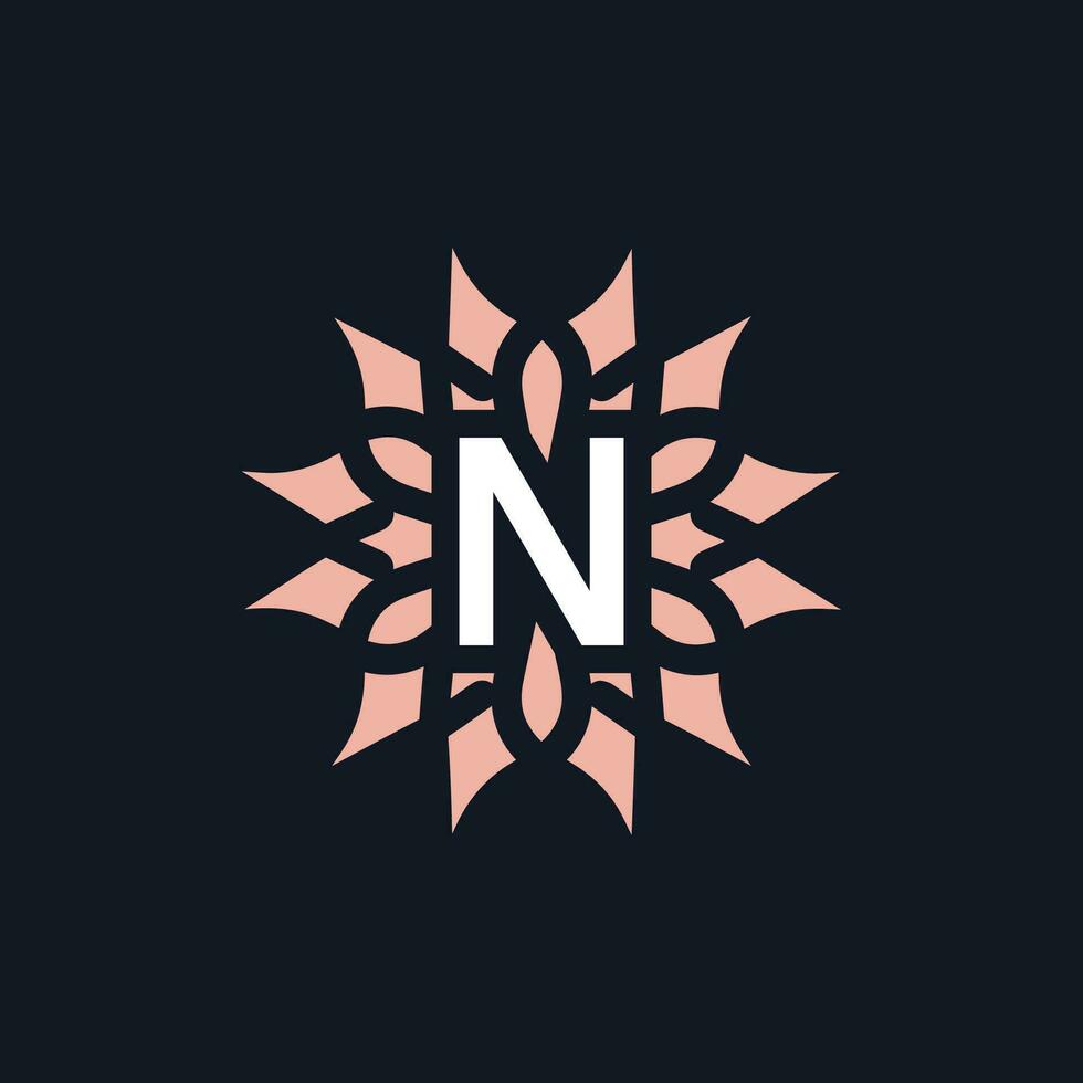 elegant and beautiful letter N flower blooming logo vector