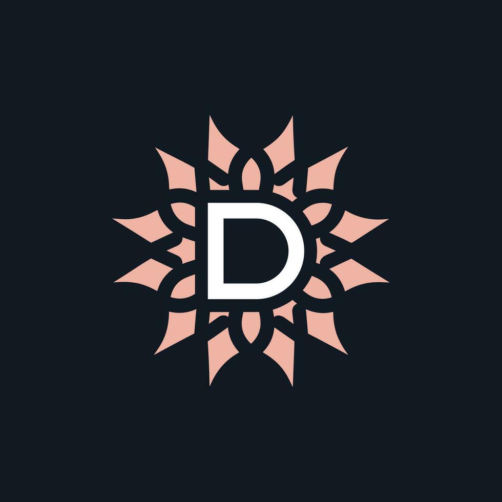 elegant and beautiful letter D flower blooming logo vector