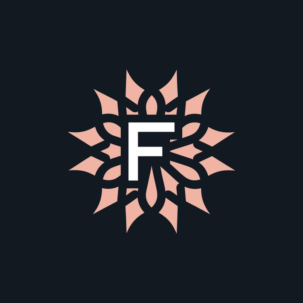 elegant and beautiful letter F flower blooming logo vector