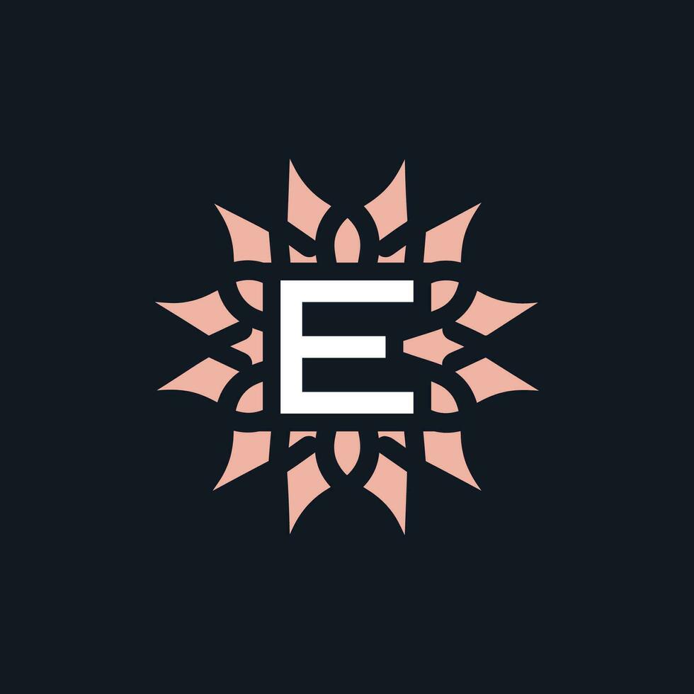 elegant and beautiful letter E flower blooming logo vector