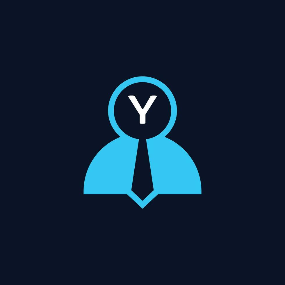 logo initials letter Y. logo for job vacancies or employee recruitment. a combination of the human figure symbol, a magnifying glass, initials and a tie. vector