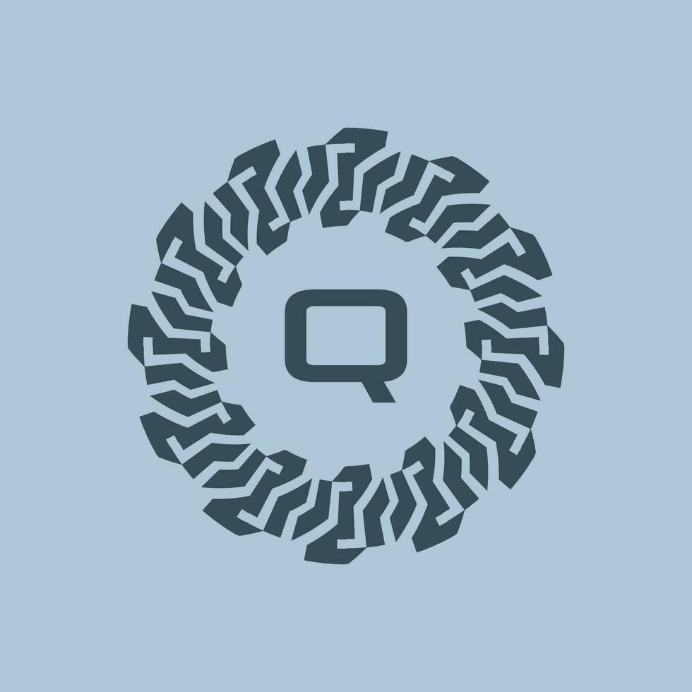 emblem logo initials letter Q. modern and technological emblems are suitable for companies in the digital era. alphabet decorative emblem vector