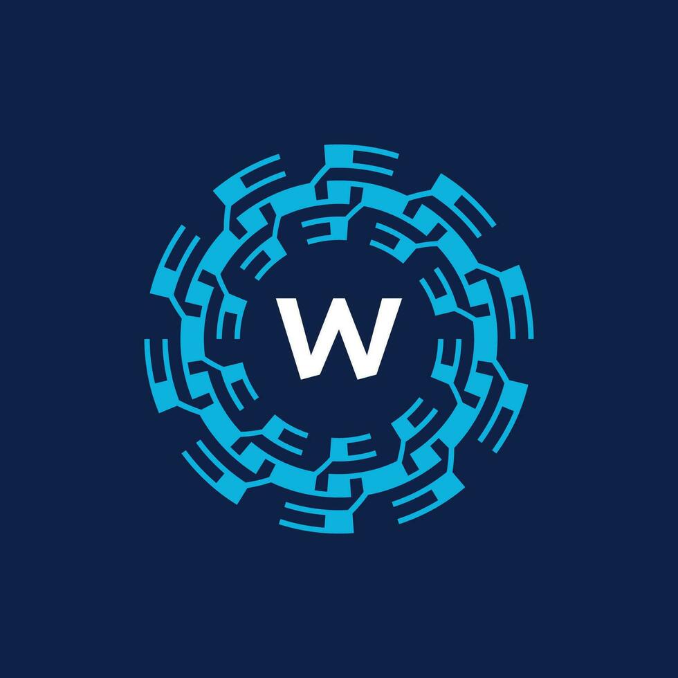 Initial letter W ornamental border circle frame logo vector