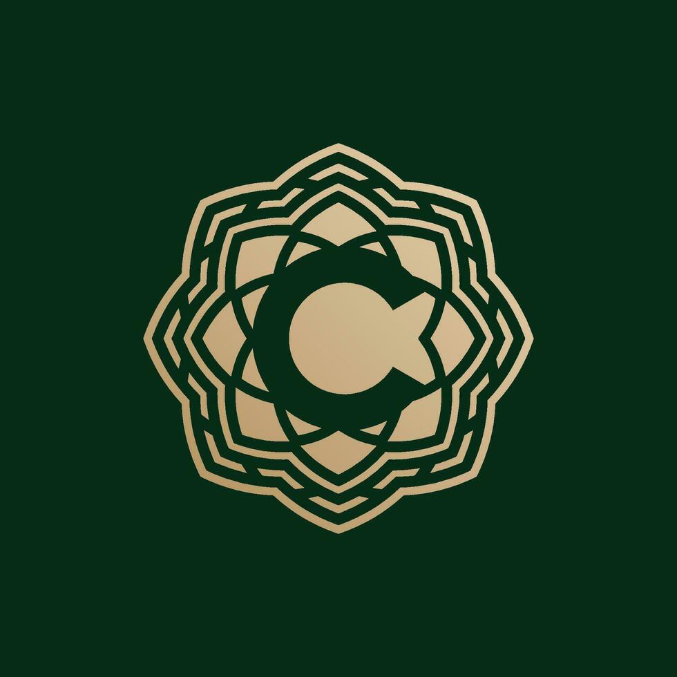 elegant and premium initial letter C symmetrical technology floral logo vector