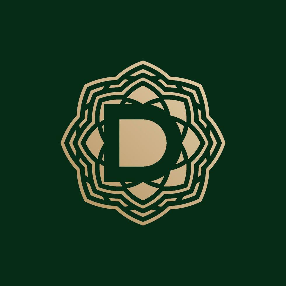 elegant and premium initial letter D symmetrical technology floral logo vector