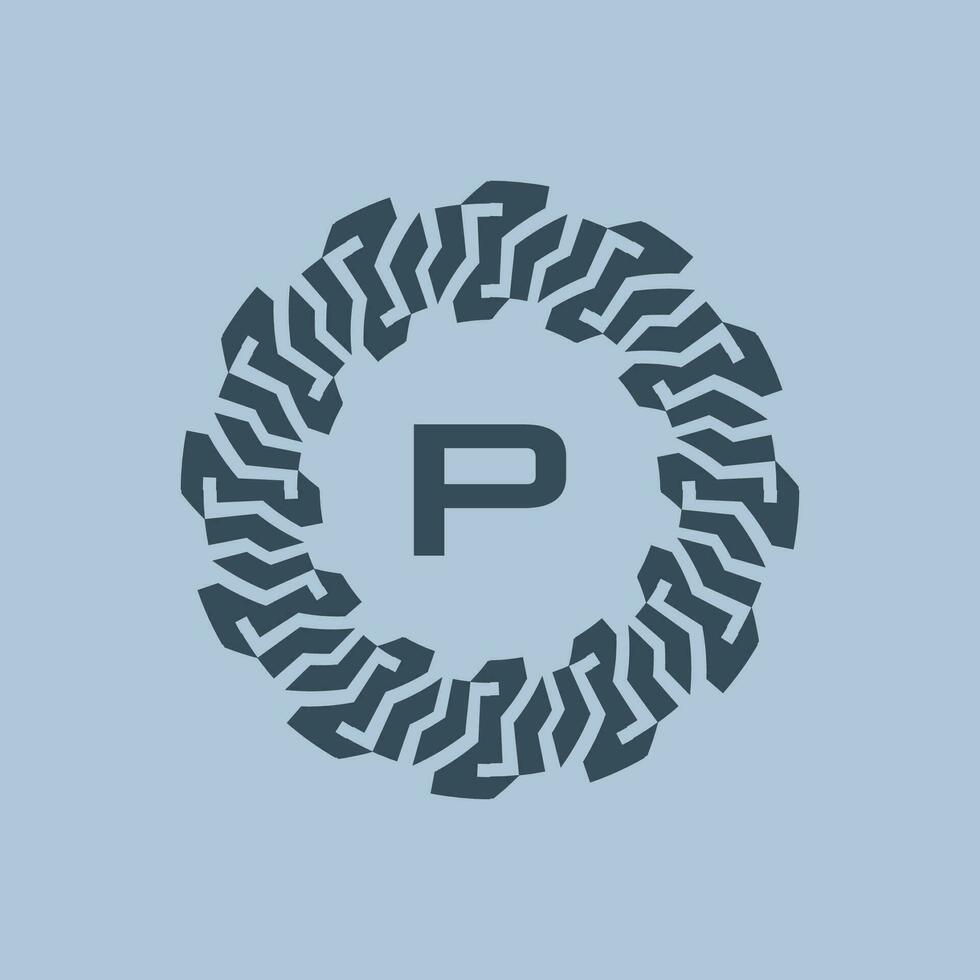 emblem logo initials letter P. modern and technological emblems are suitable for companies in the digital era. alphabet decorative emblem vector