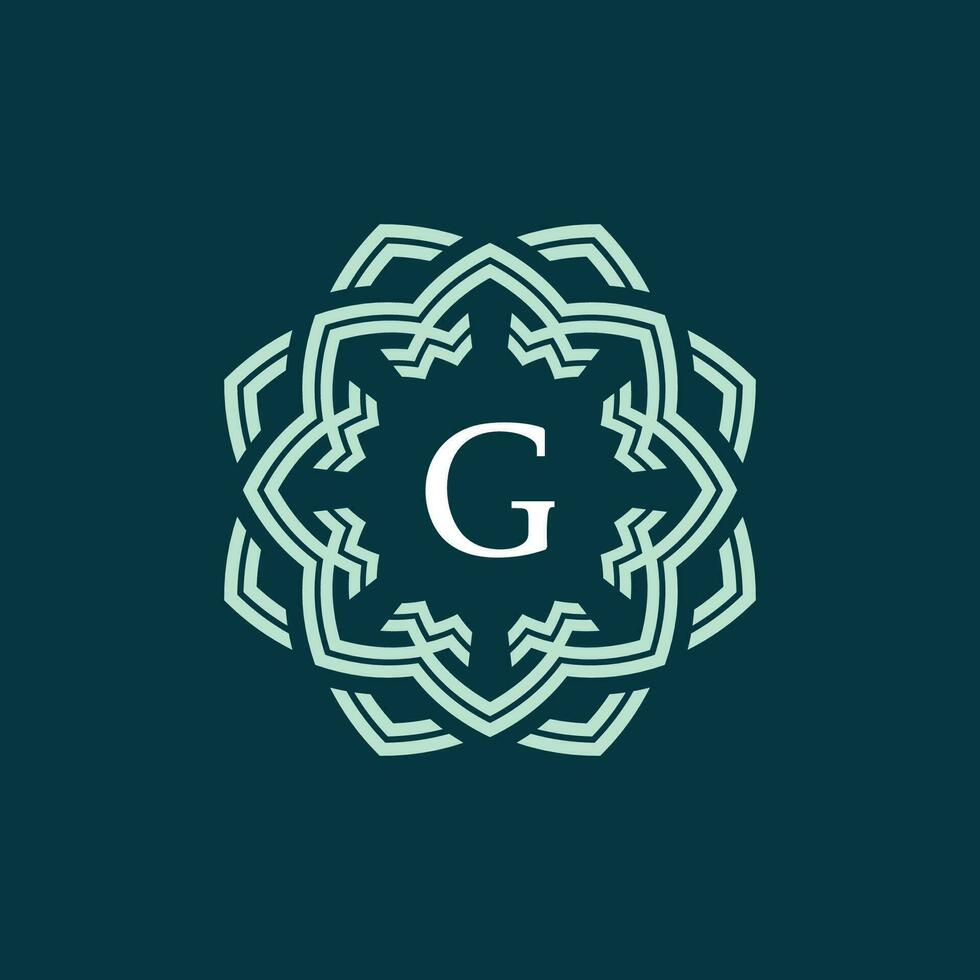 Initial letter G ornamental border circle frame logo vector