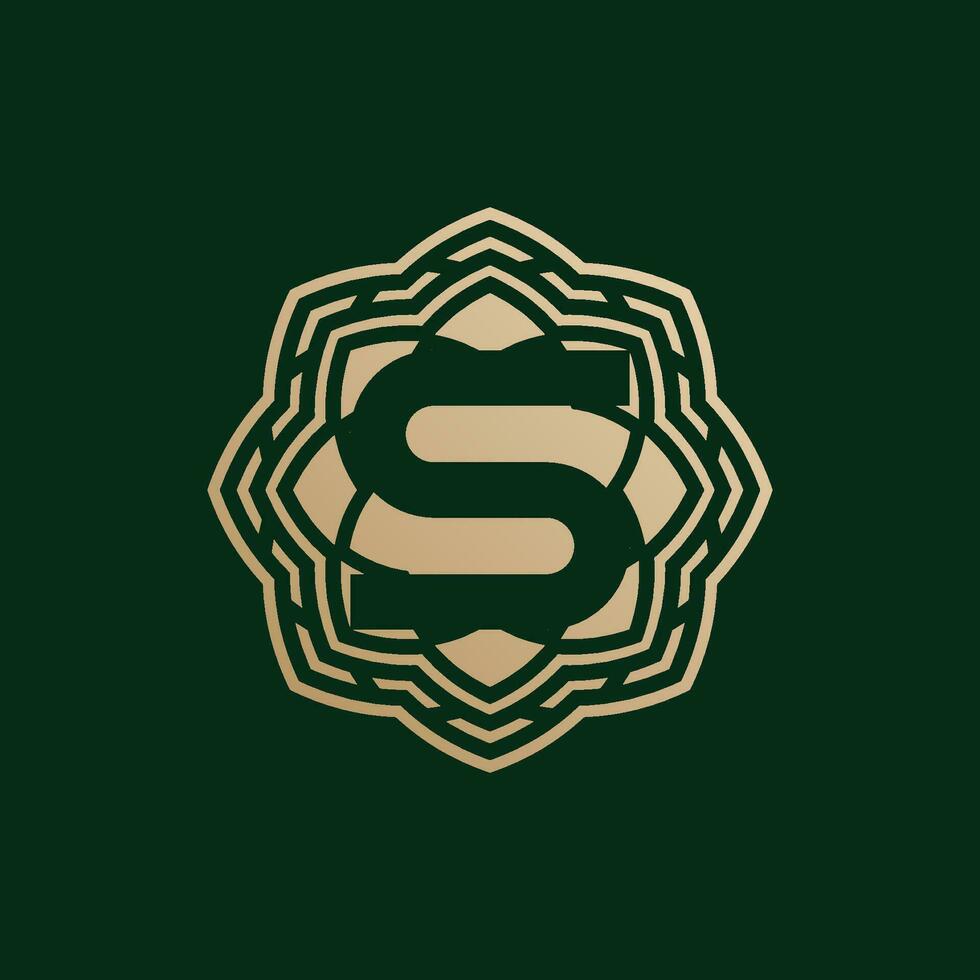 elegant and premium initial letter S symmetrical technology floral logo vector