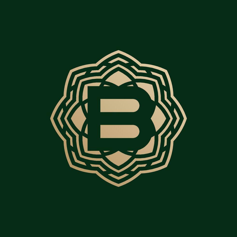 elegant and premium initial letter B symmetrical technology floral logo vector