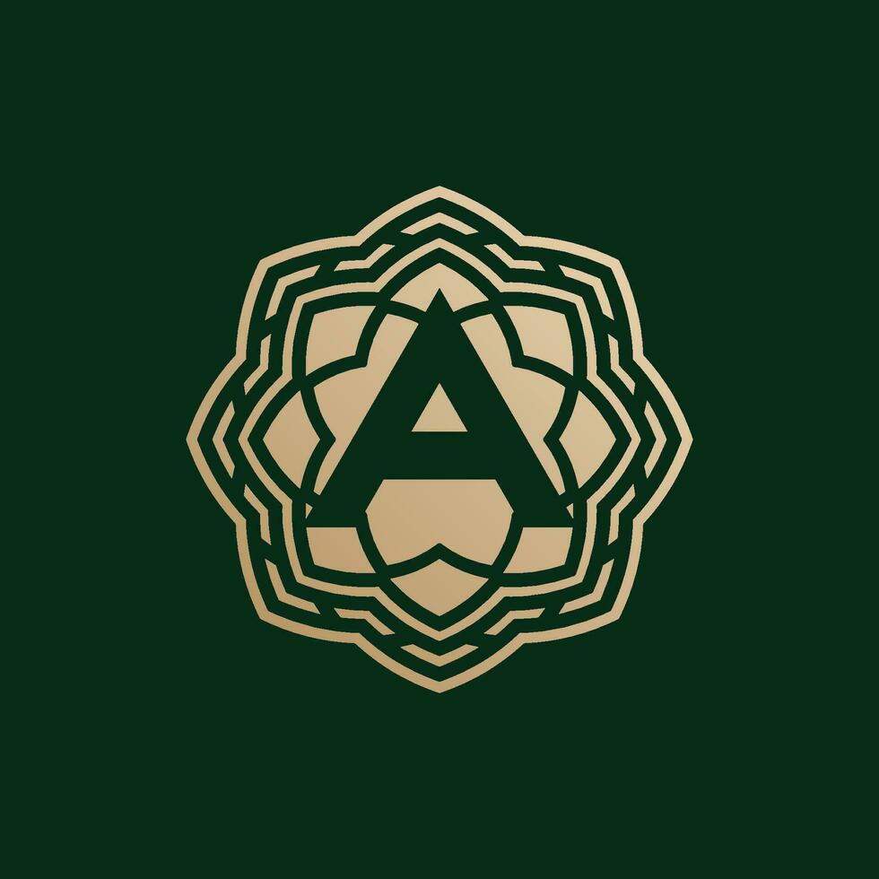 elegant and premium initial letter A symmetrical technology floral logo vector