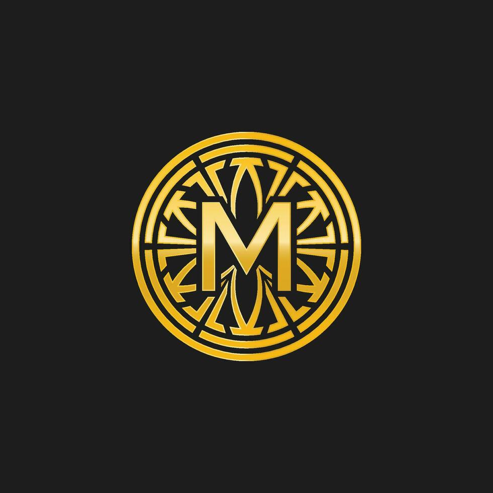 letter M medallion emblem initial circle badge logo vector