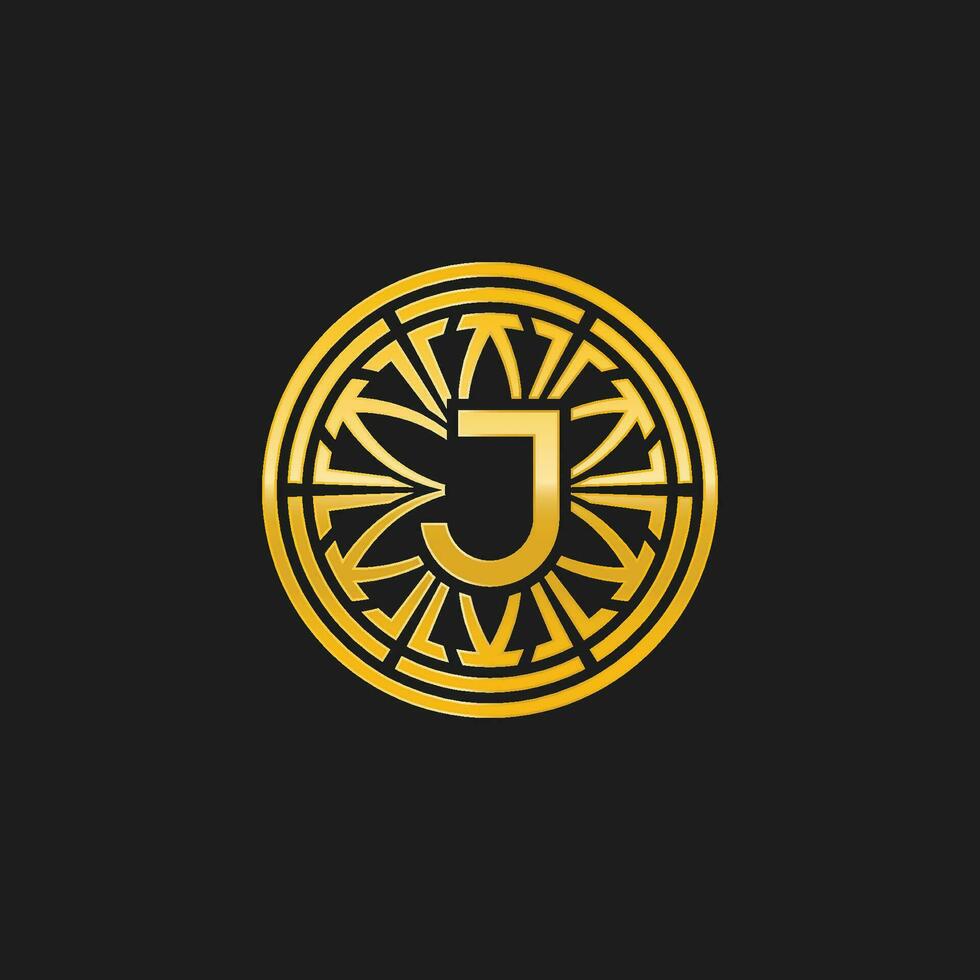 letter J medallion emblem initial circle badge logo vector