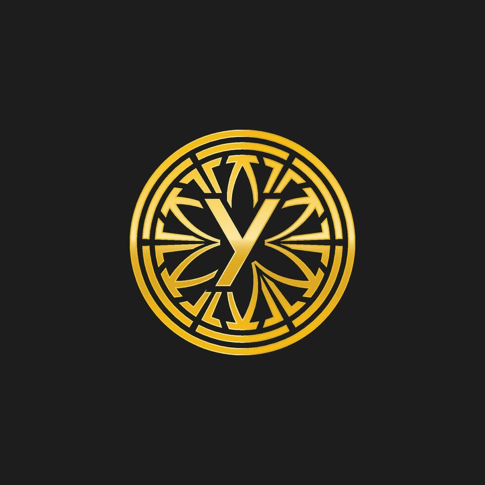 letra y medallón emblema inicial circulo Insignia logo vector