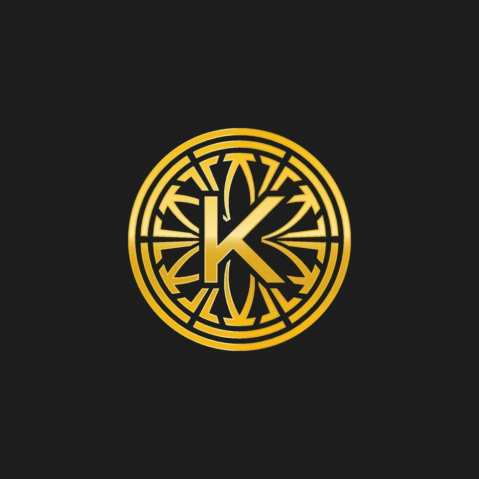 letter K medallion emblem initial circle badge logo vector