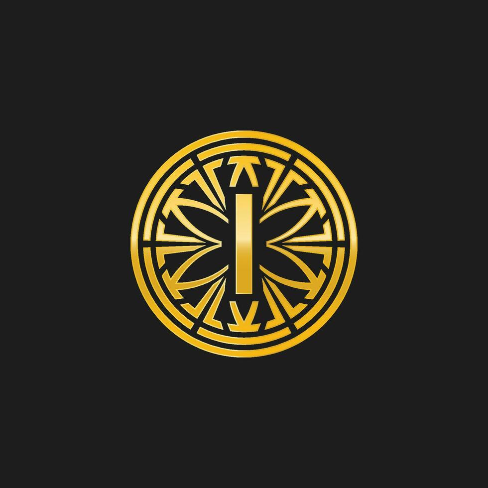 letter I medallion emblem initial circle badge logo vector