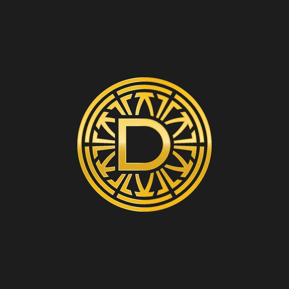 letter D medallion emblem initial circle badge logo vector