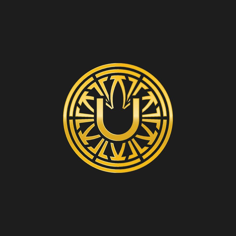 letter U medallion emblem initial circle badge logo vector