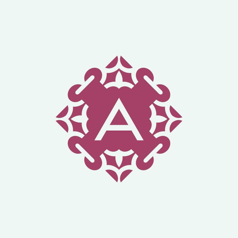 elegant initial letter A abstract ornament square emblem logo vector