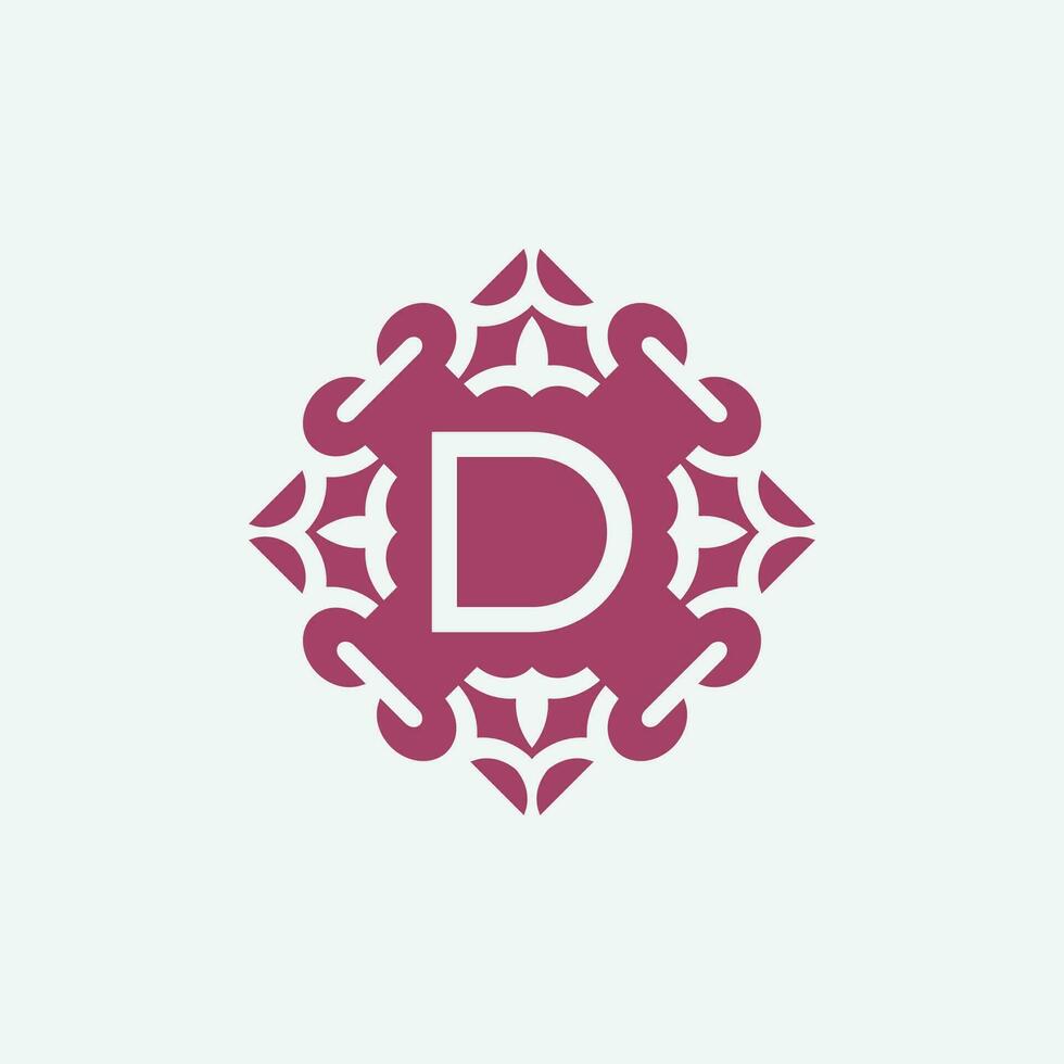 elegant initial letter D abstract ornament square emblem logo vector