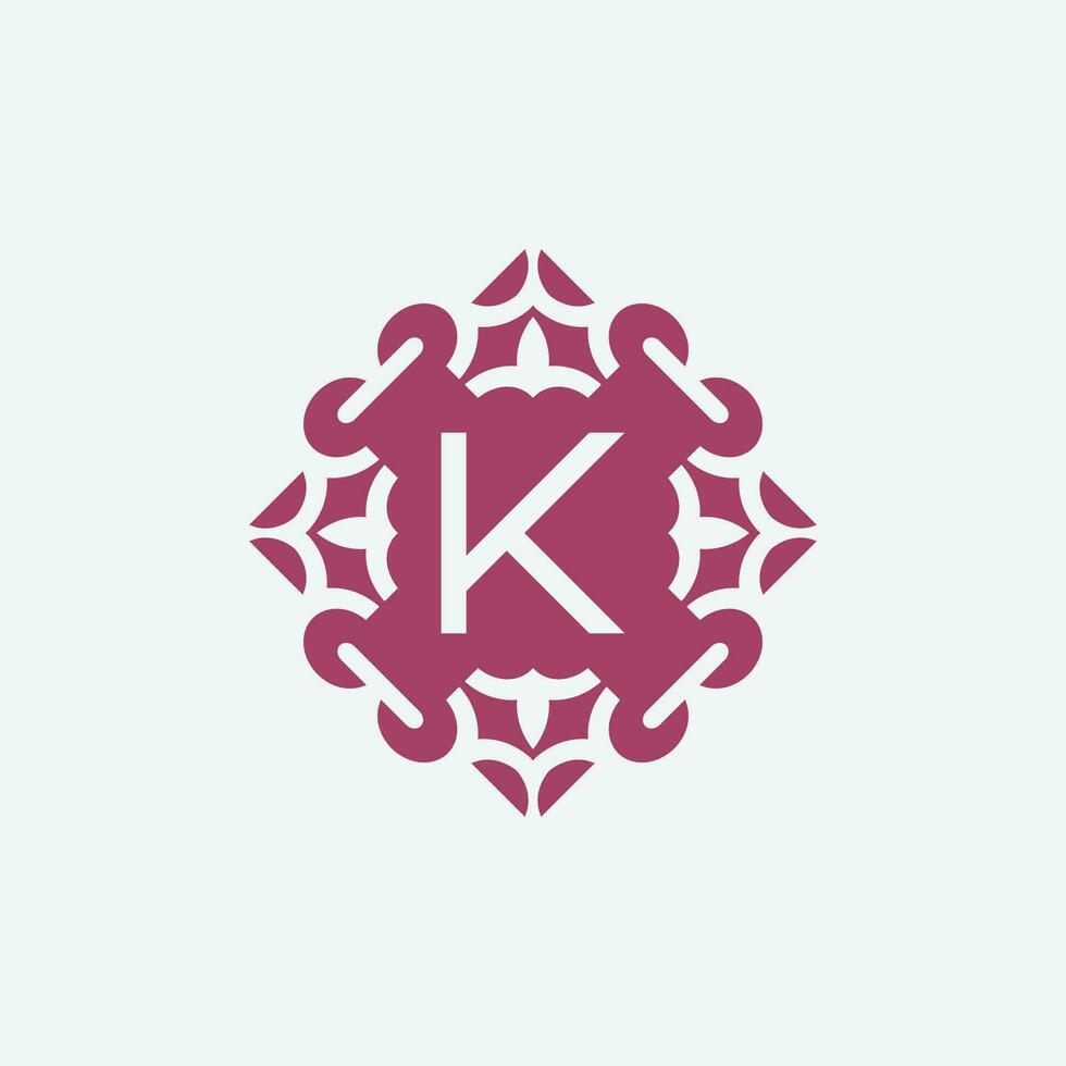 elegant initial letter K abstract ornament square emblem logo vector