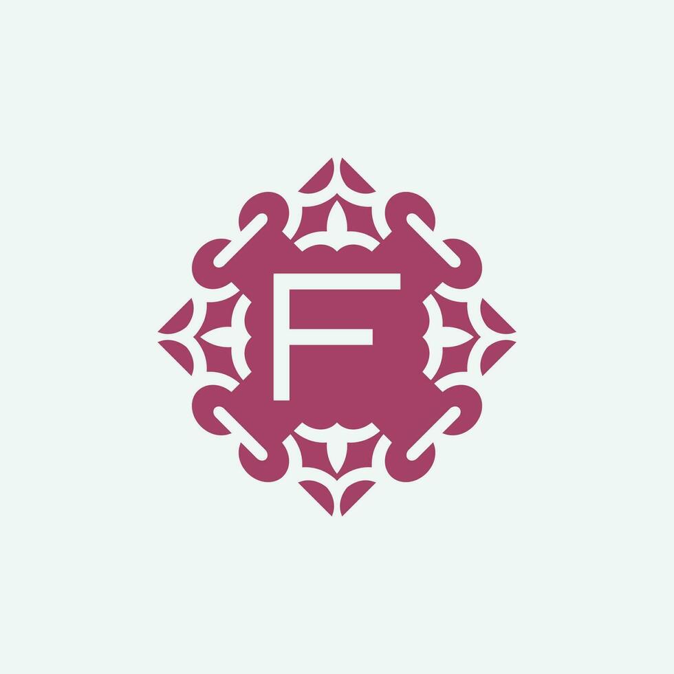 elegant initial letter F abstract ornament square emblem logo vector
