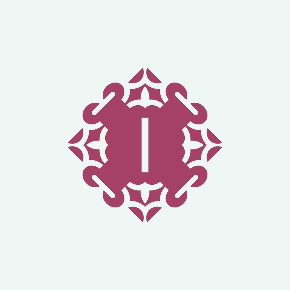 elegant initial letter I abstract ornament square emblem logo vector