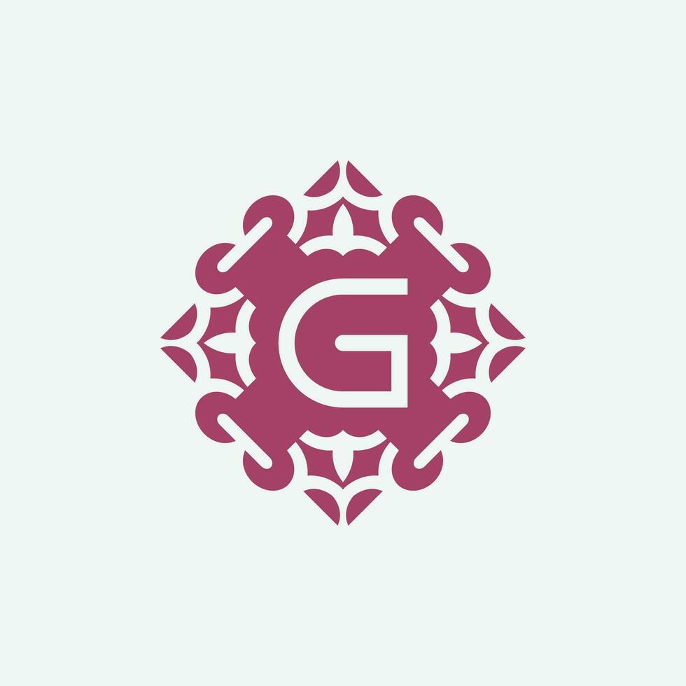 elegant initial letter G abstract ornament square emblem logo vector