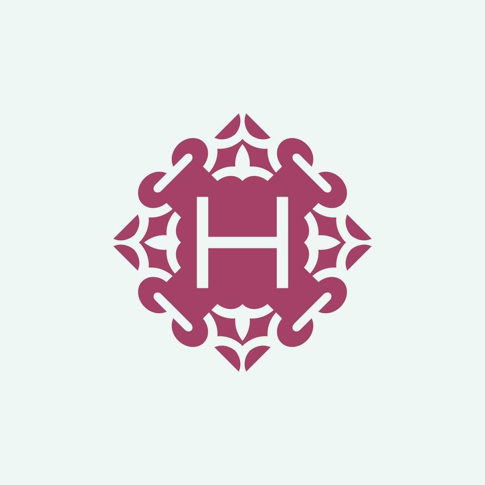 elegant initial letter H abstract ornament square emblem logo vector