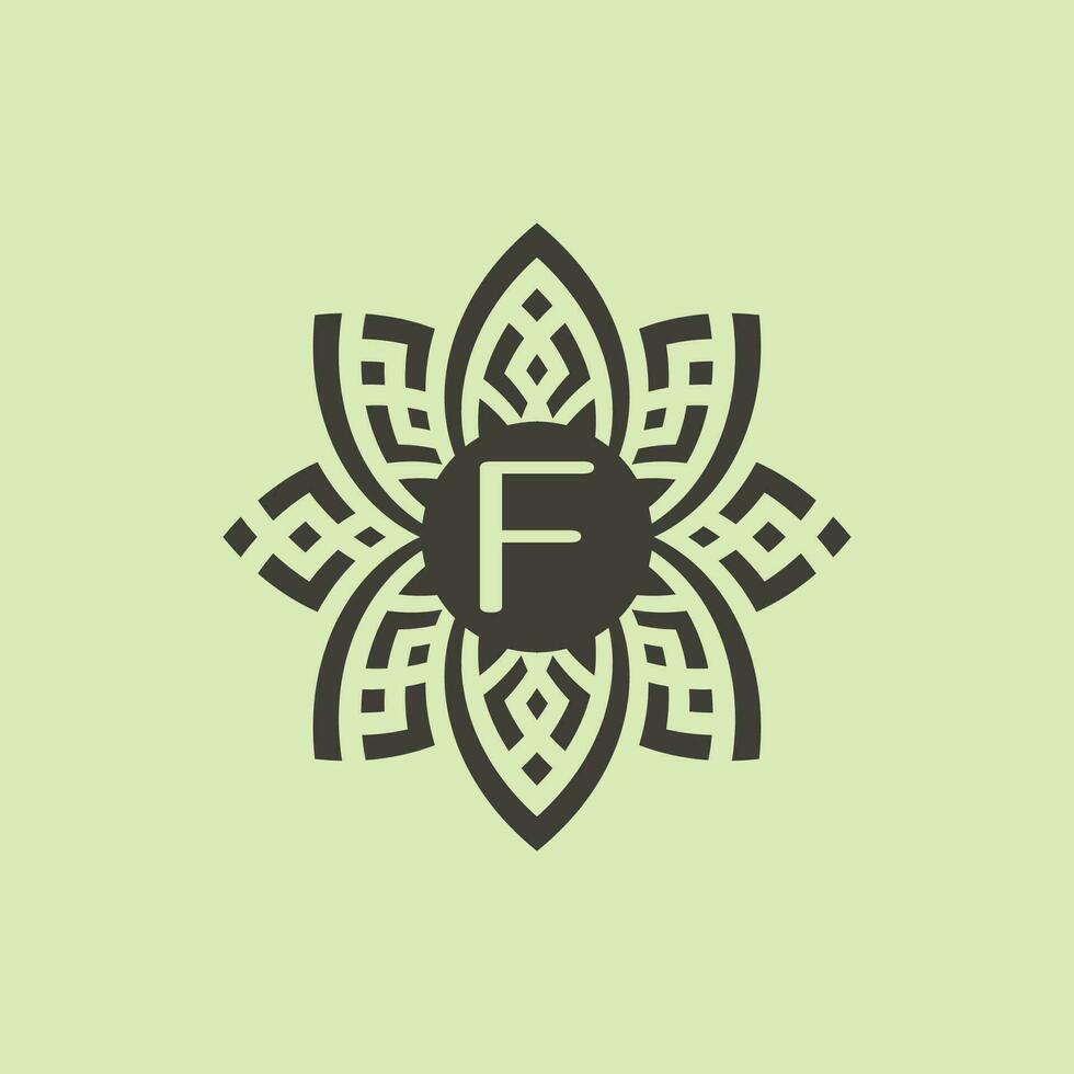 Initial letter F floral ornamental border frame logo vector