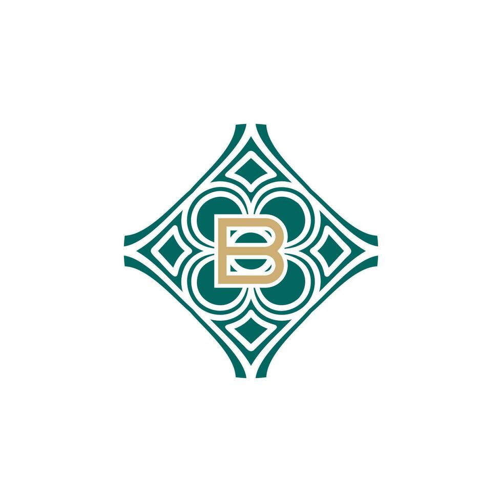 elegant initial letter B unique abstract pattern frame logo vector