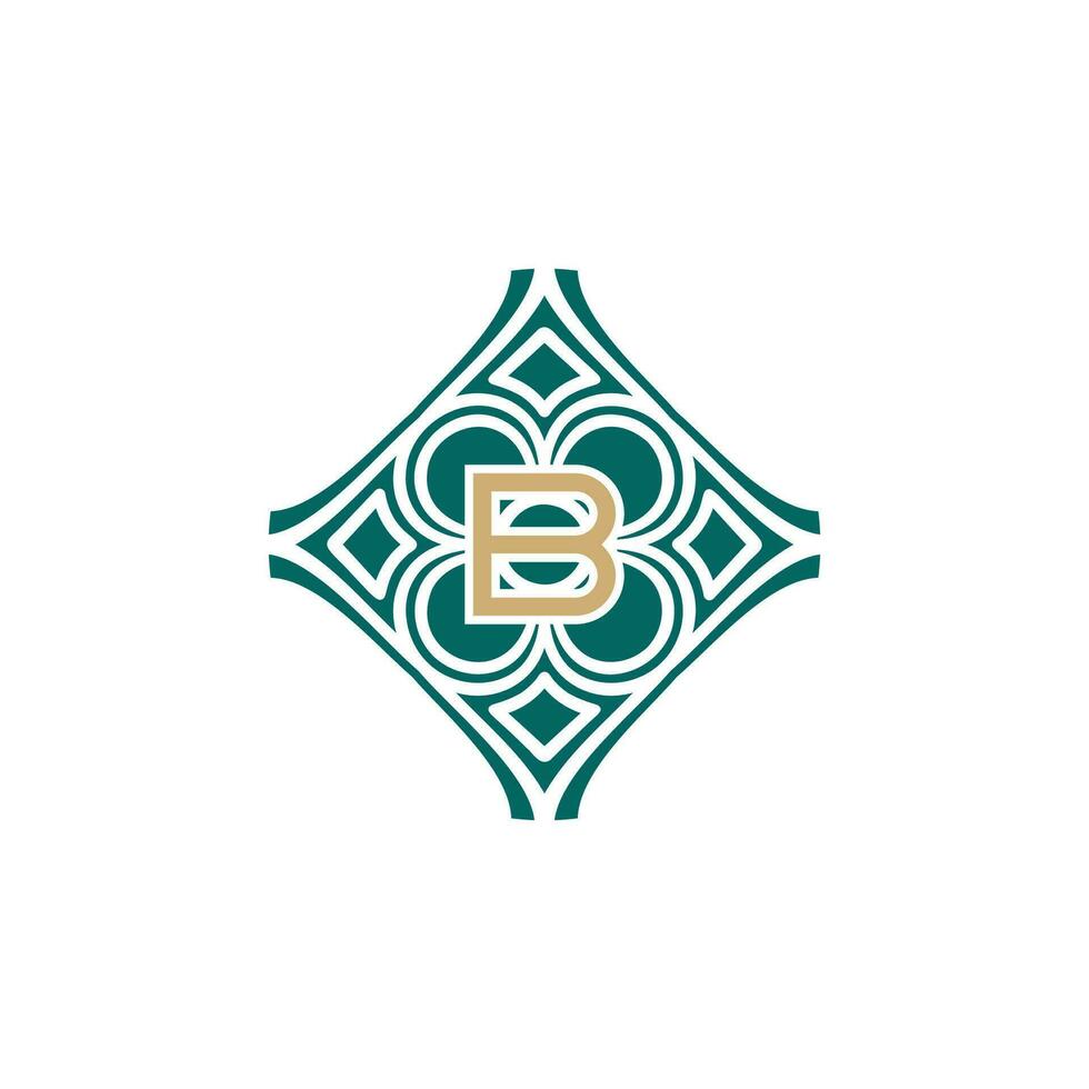 elegant initial letter B unique abstract pattern frame logo vector