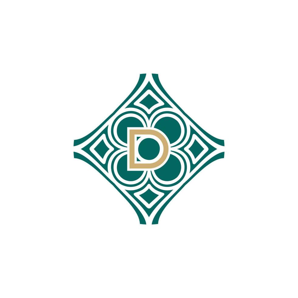 elegant initial letter D unique abstract pattern frame logo vector