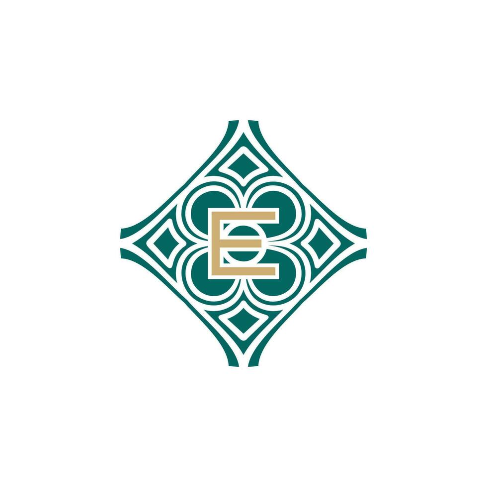 elegant initial letter E unique abstract pattern frame logo vector