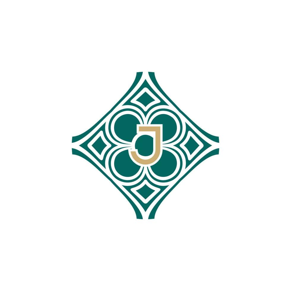 elegant initial letter J unique abstract pattern frame logo vector