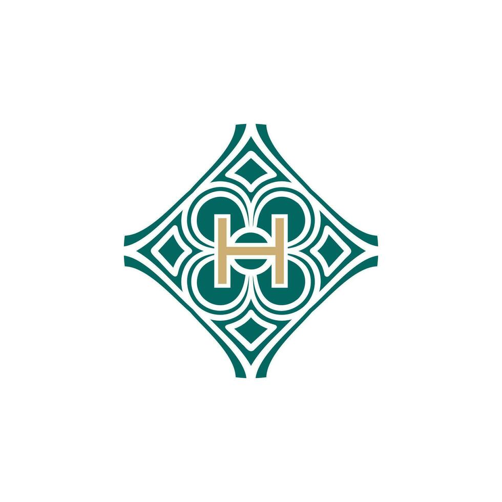 elegant initial letter H unique abstract pattern frame logo vector