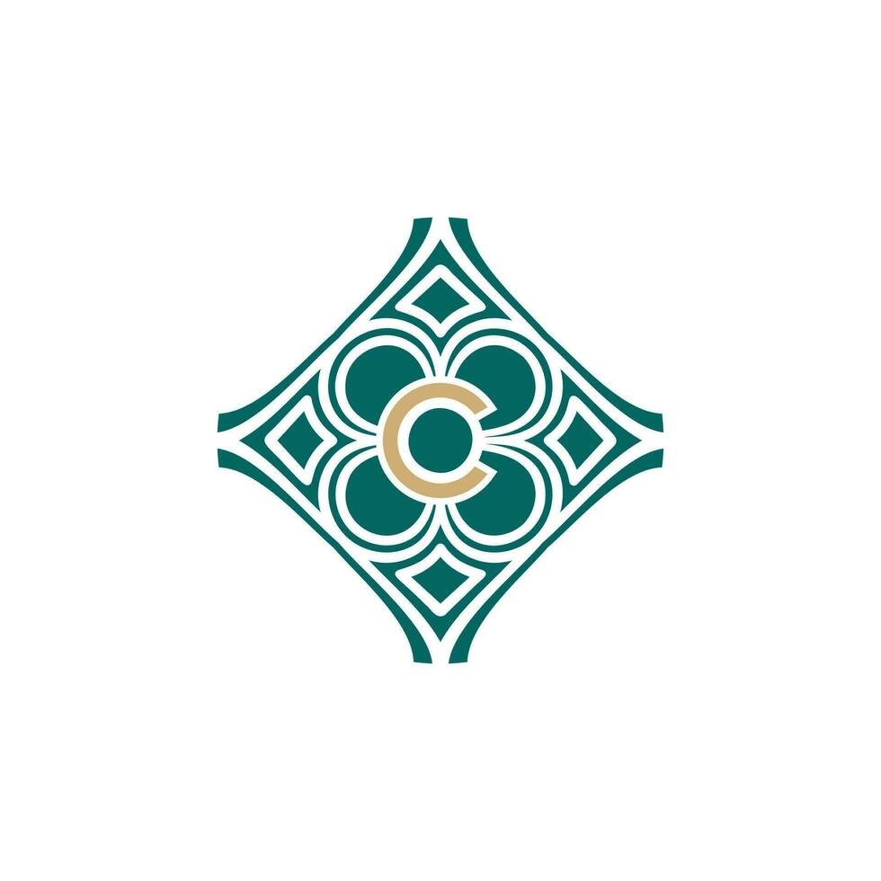 elegant initial letter C unique abstract pattern frame logo vector