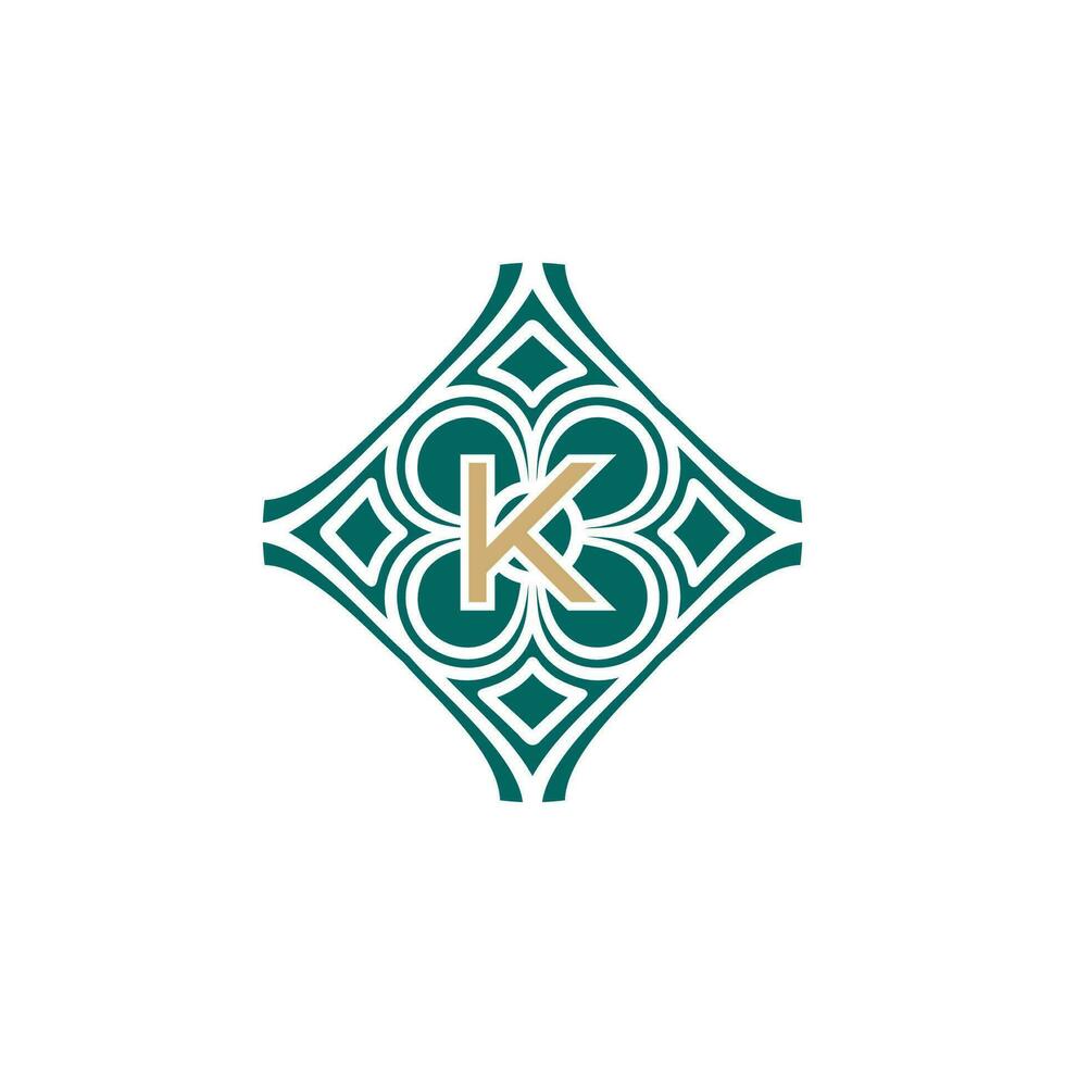 elegant initial letter K unique abstract pattern frame logo vector