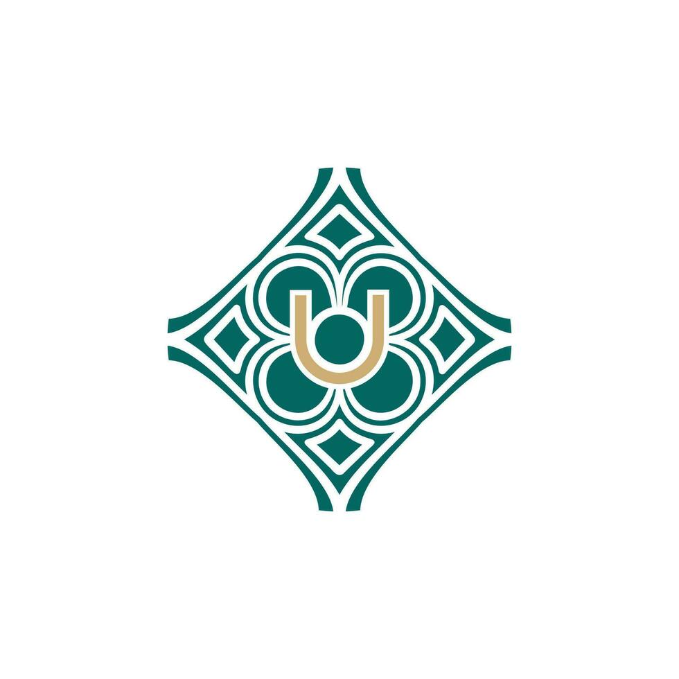 elegant initial letter U unique abstract pattern frame logo vector