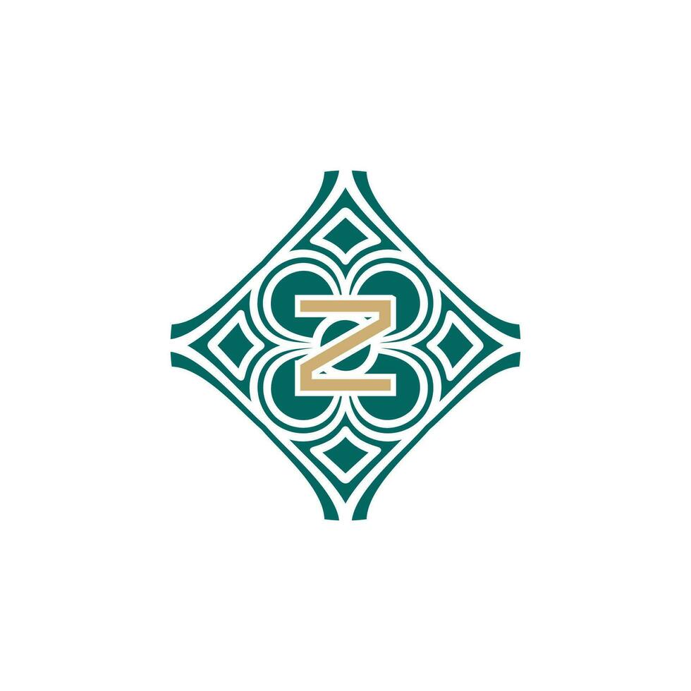 elegant initial letter Z unique abstract pattern frame logo vector