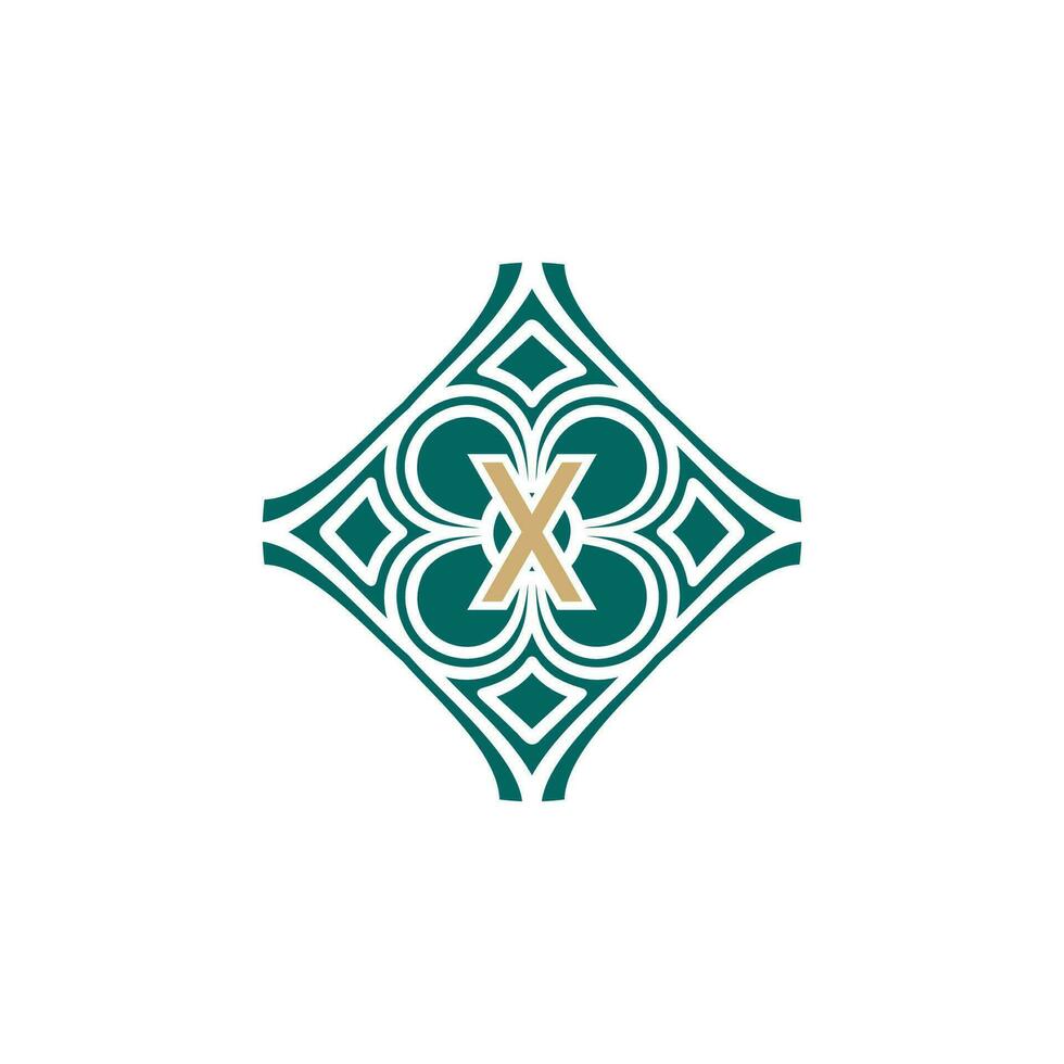 elegant initial letter X unique abstract pattern frame logo vector