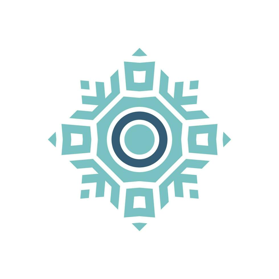 Initial letter O abstract snowflake square emblem logo vector