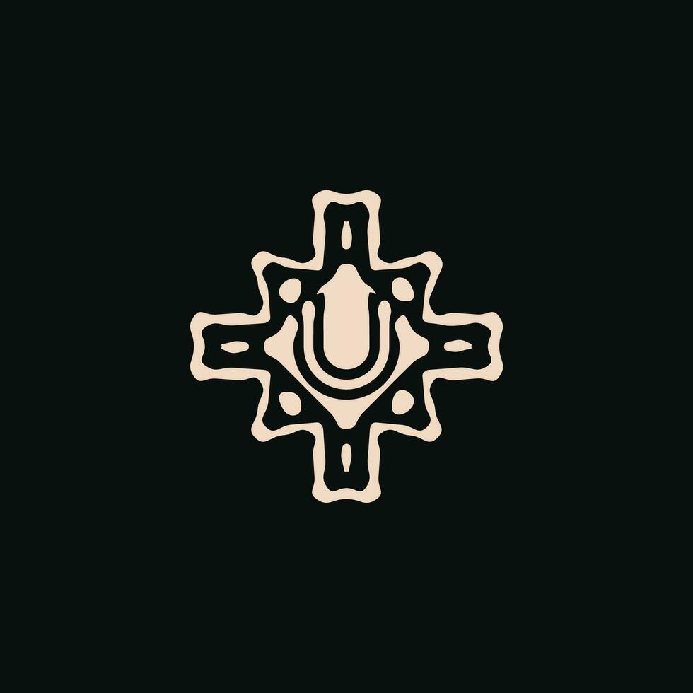 Initial letter U logo. unique tribe ethnic ornament ancient emblem vector